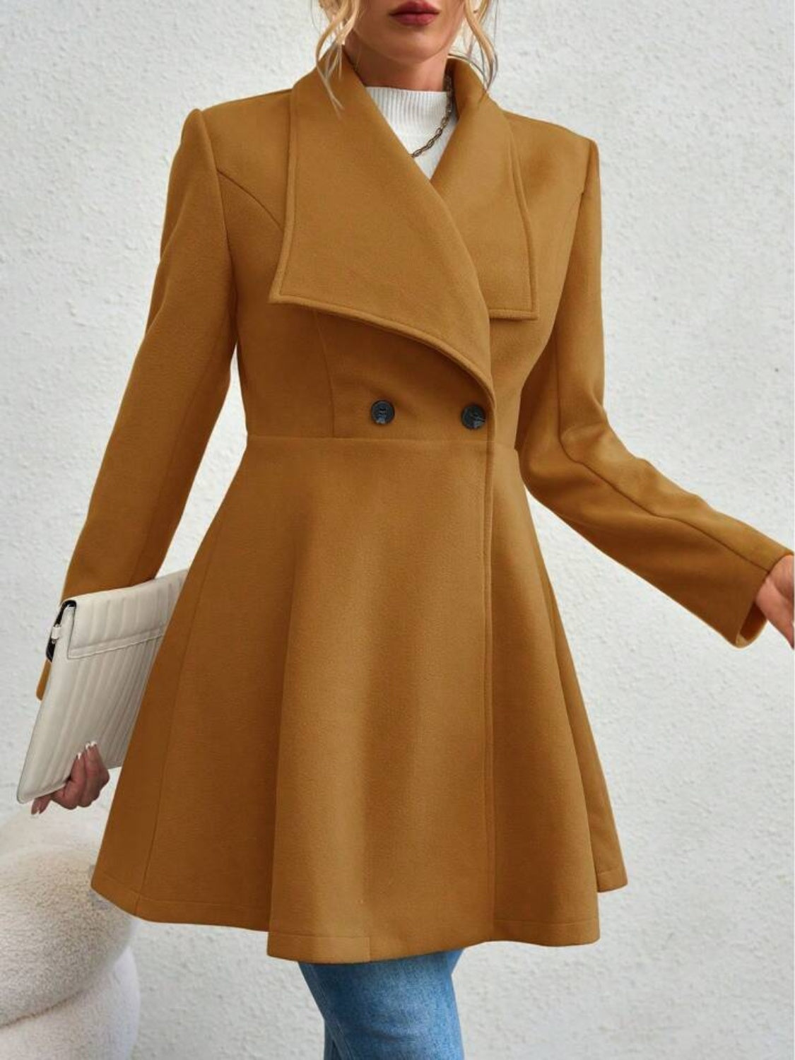 Crimson Elegance Double-Breasted Coat