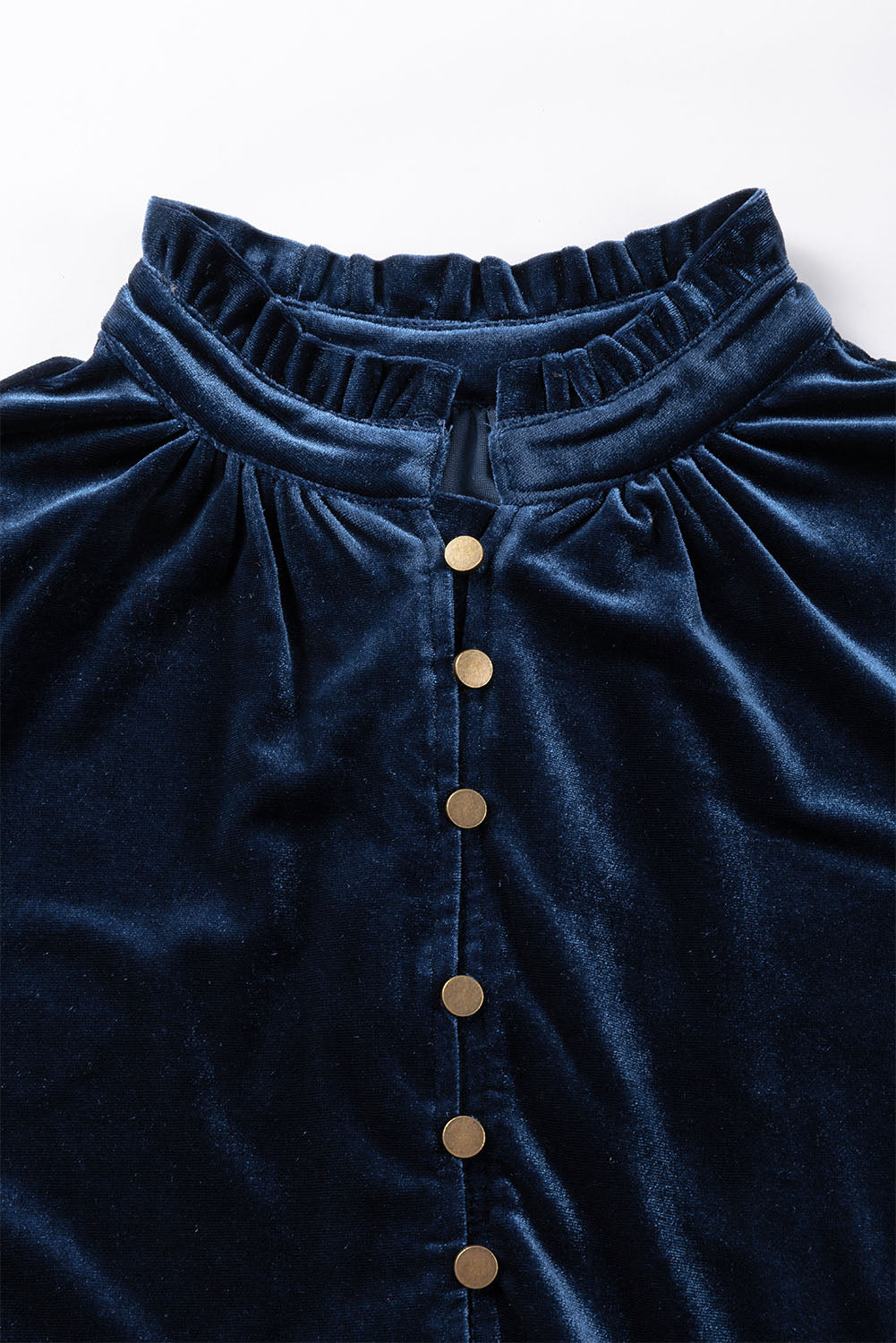 Velvet Button-Up Long Sleeve Blouse