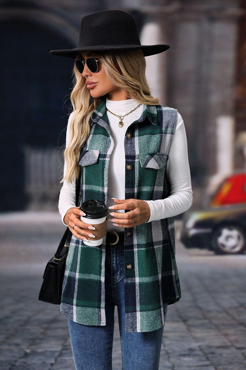 Plaid Perfection Button Up Vest Coat