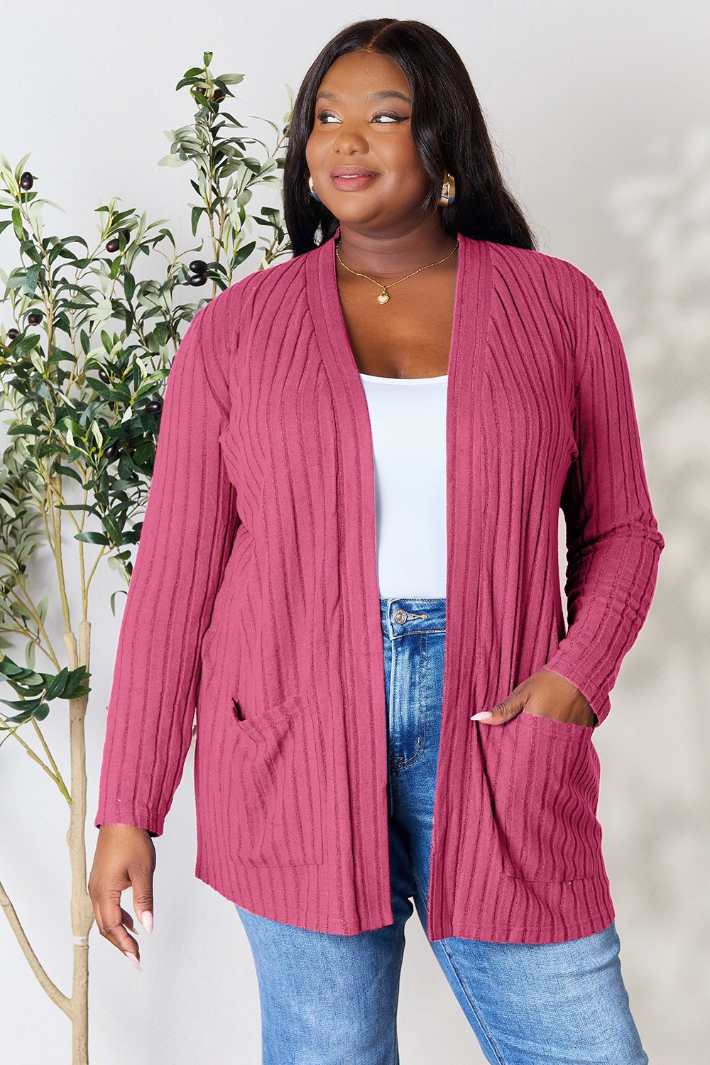 Ocean Breeze Ribbed Cardigan with Pockets