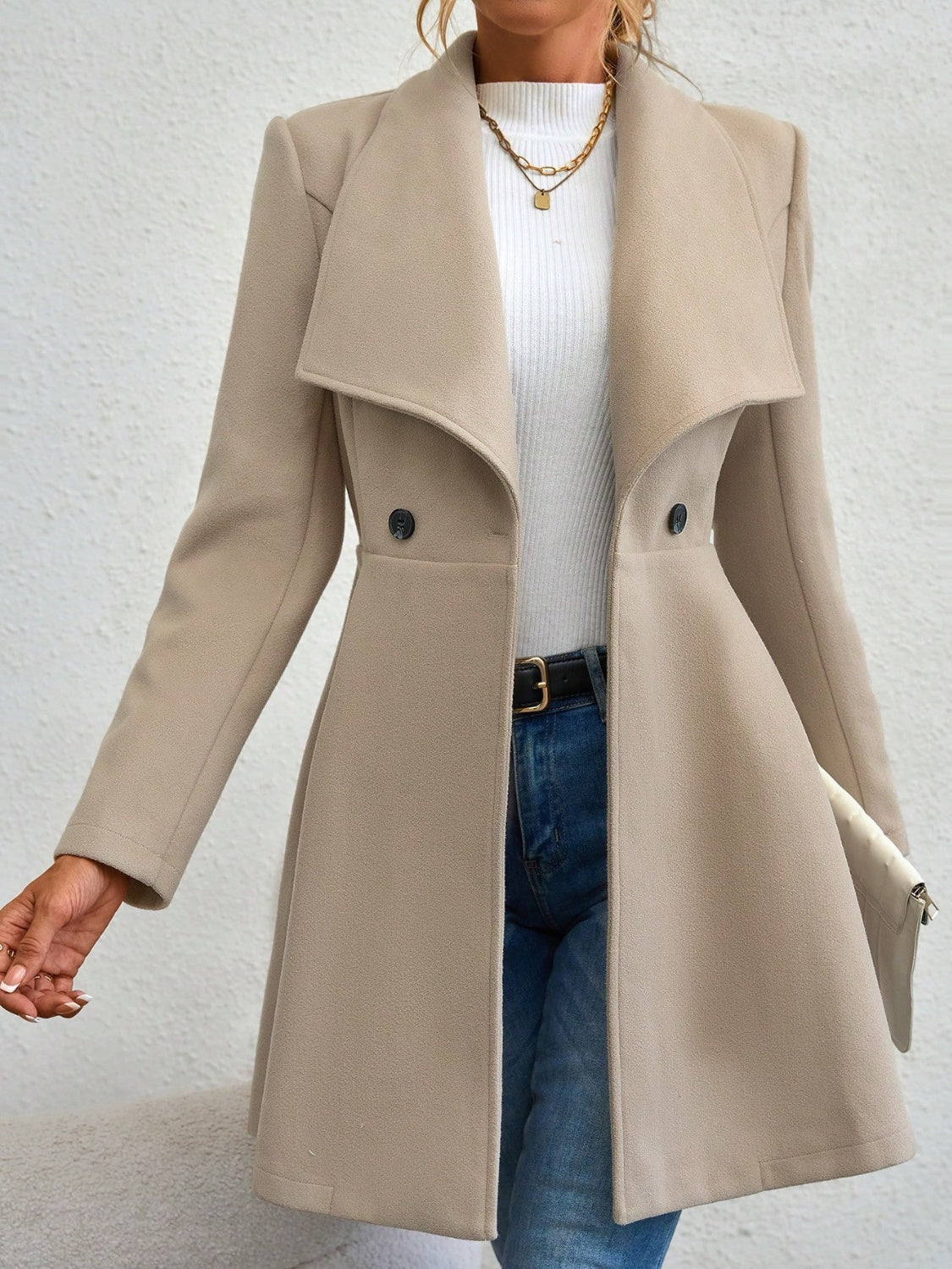 Crimson Elegance Double-Breasted Coat