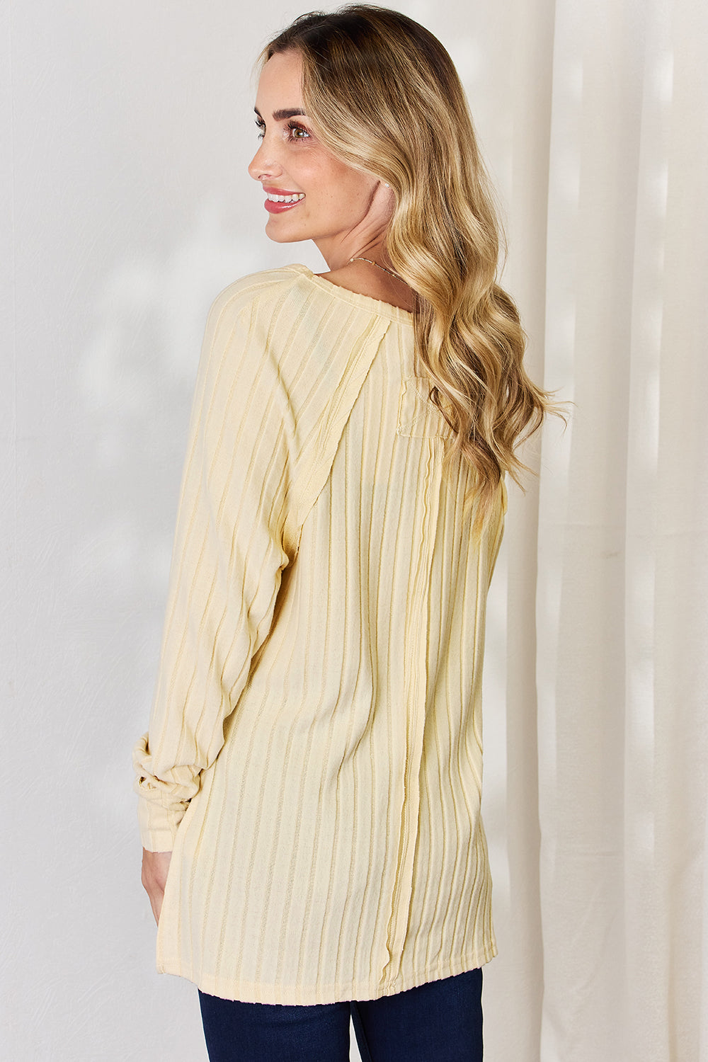 Comfort Ribbed Round Neck Slit T-Shirt