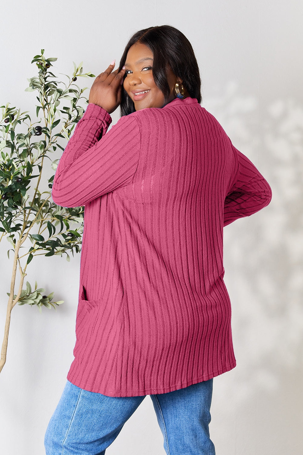 Ocean Breeze Ribbed Cardigan with Pockets