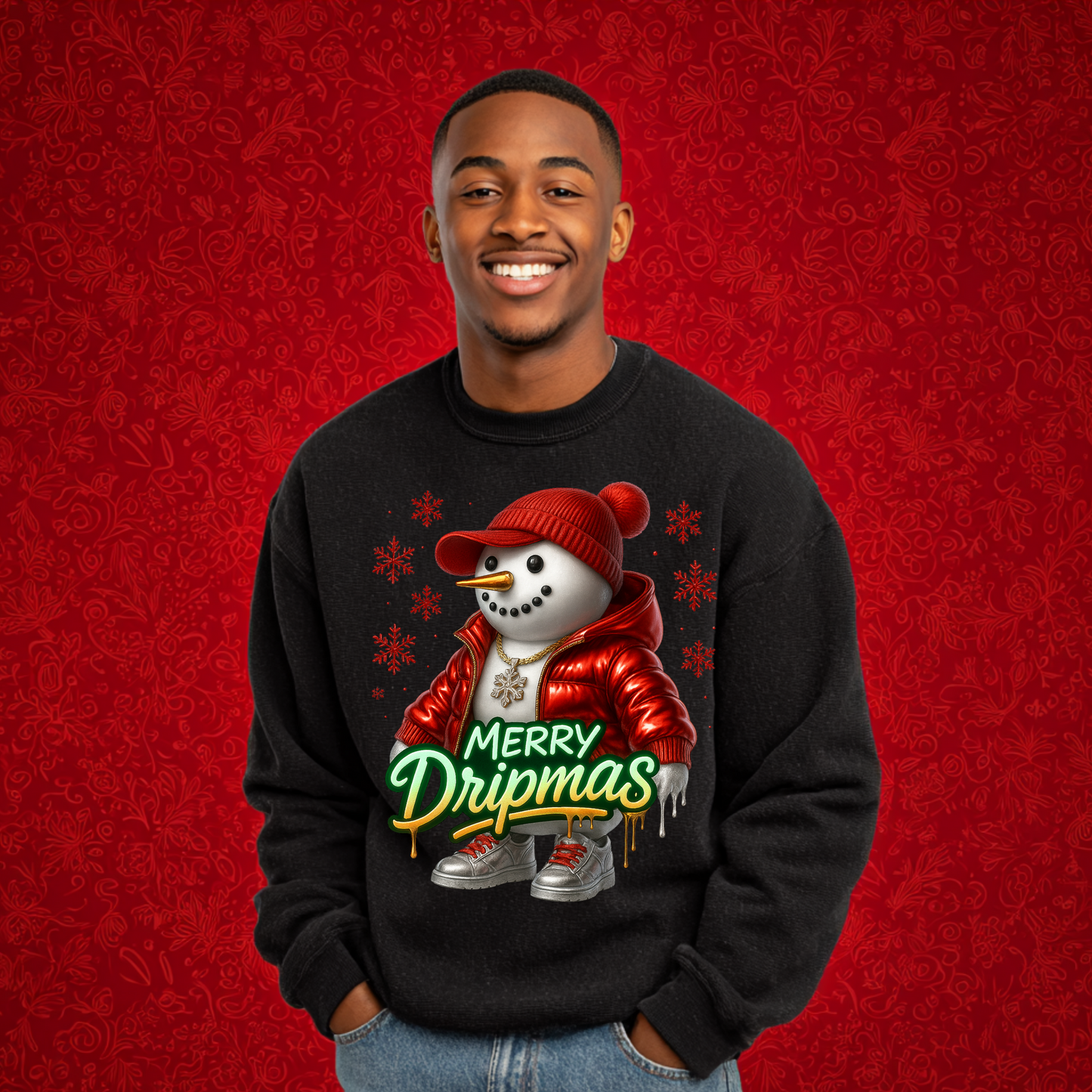 "Merry Dripmas" Snowman Swag Crewneck Sweatshirt & Tee