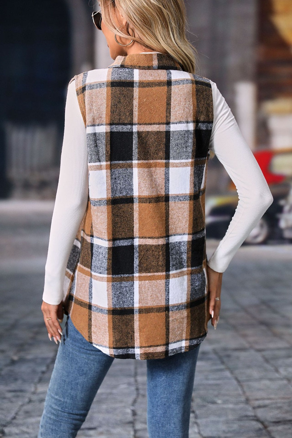 Plaid Perfection Button Up Vest Coat