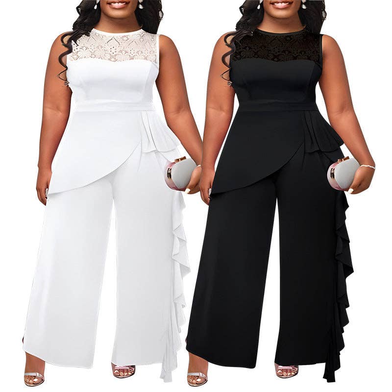 Grace & Glam Lace Peplum Jumpsuit
