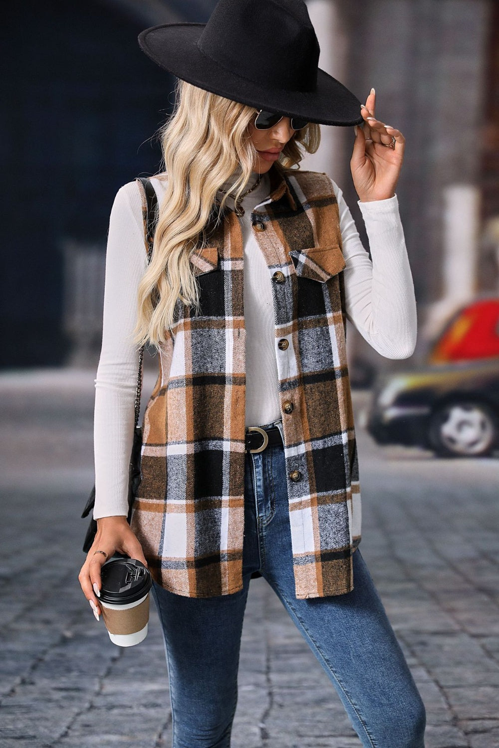 Plaid Perfection Button Up Vest Coat