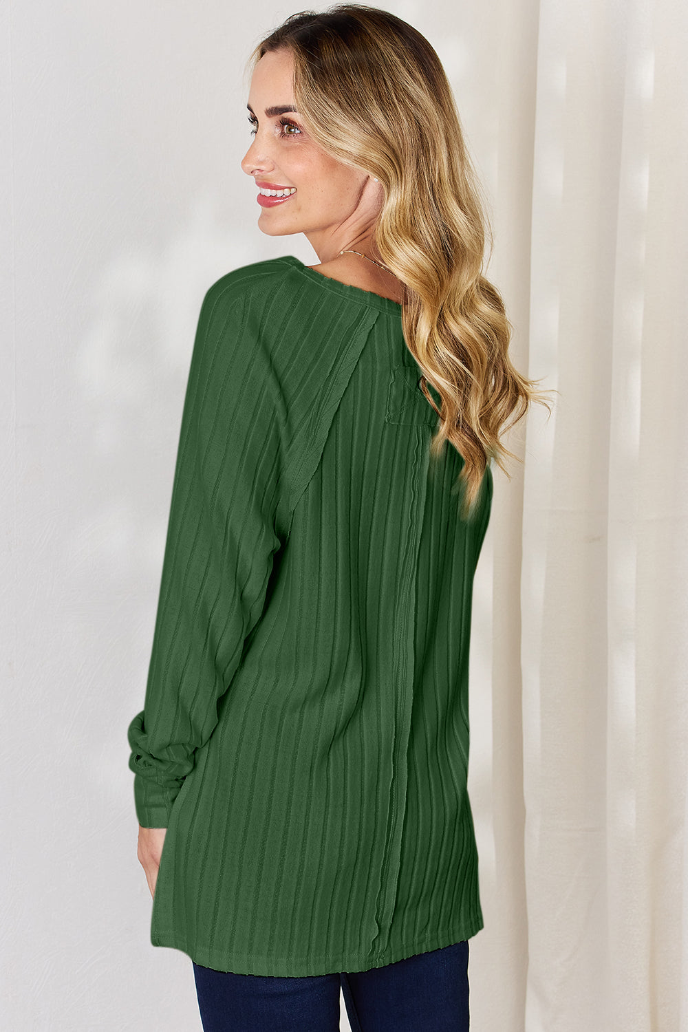 Comfort Ribbed Round Neck Slit T-Shirt