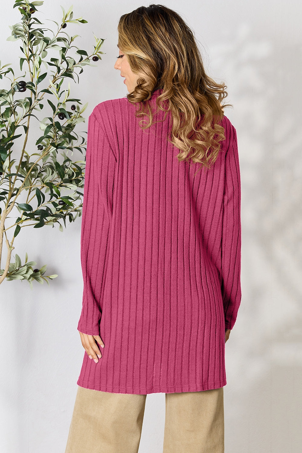 Ocean Breeze Ribbed Cardigan with Pockets