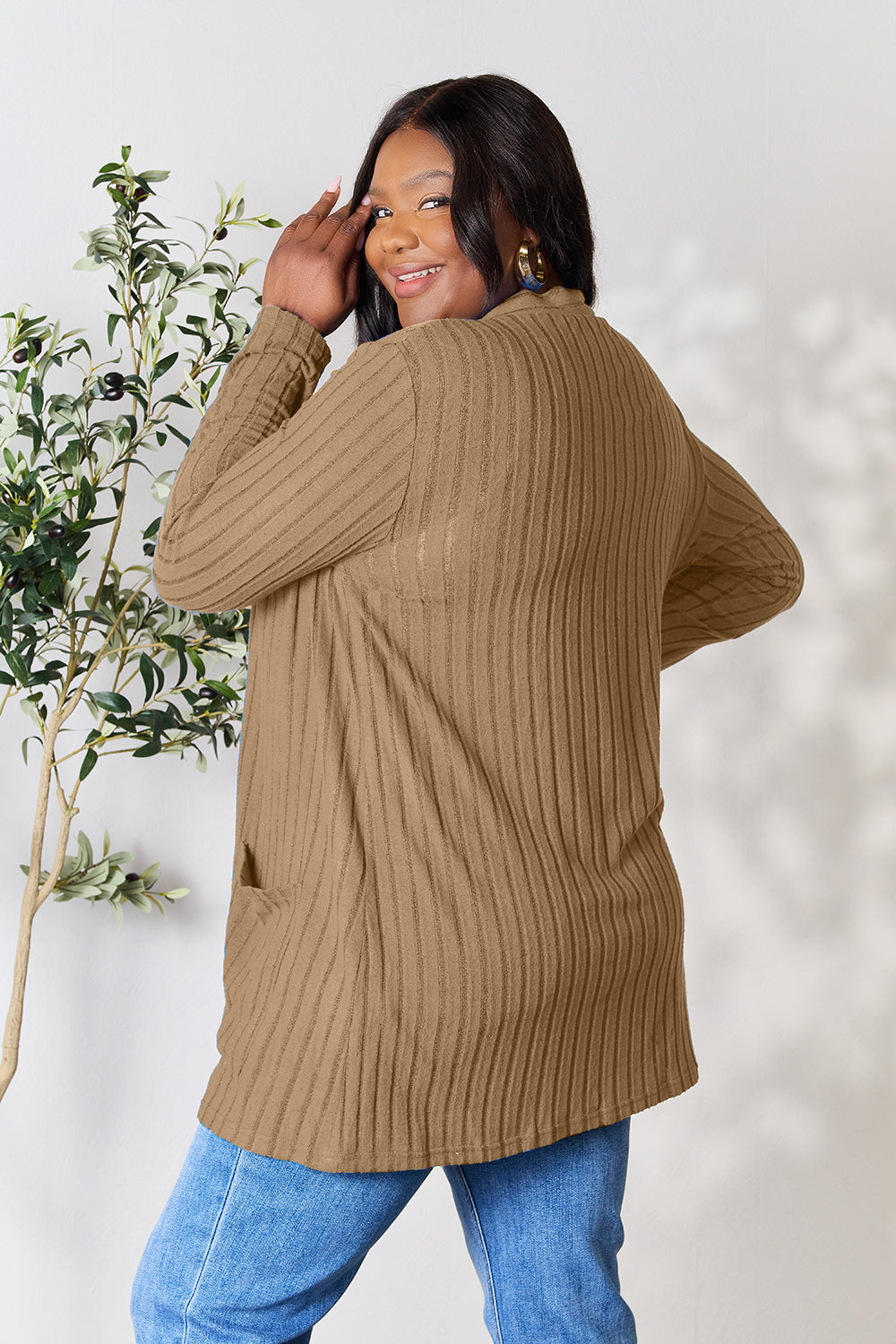 Ocean Breeze Ribbed Cardigan with Pockets