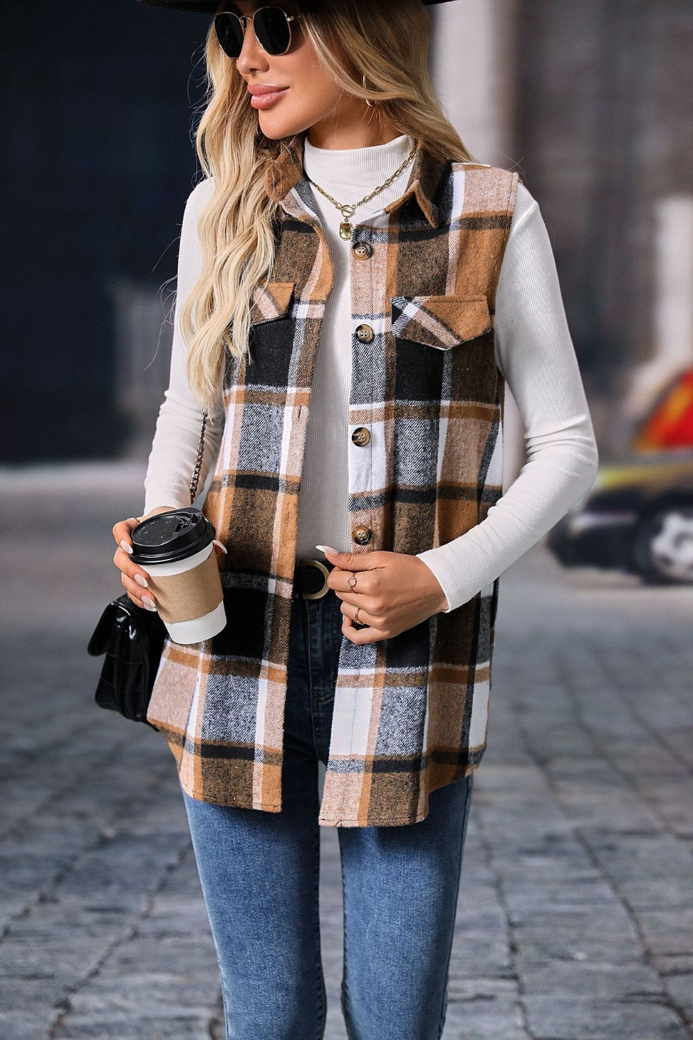 Plaid Perfection Button Up Vest Coat