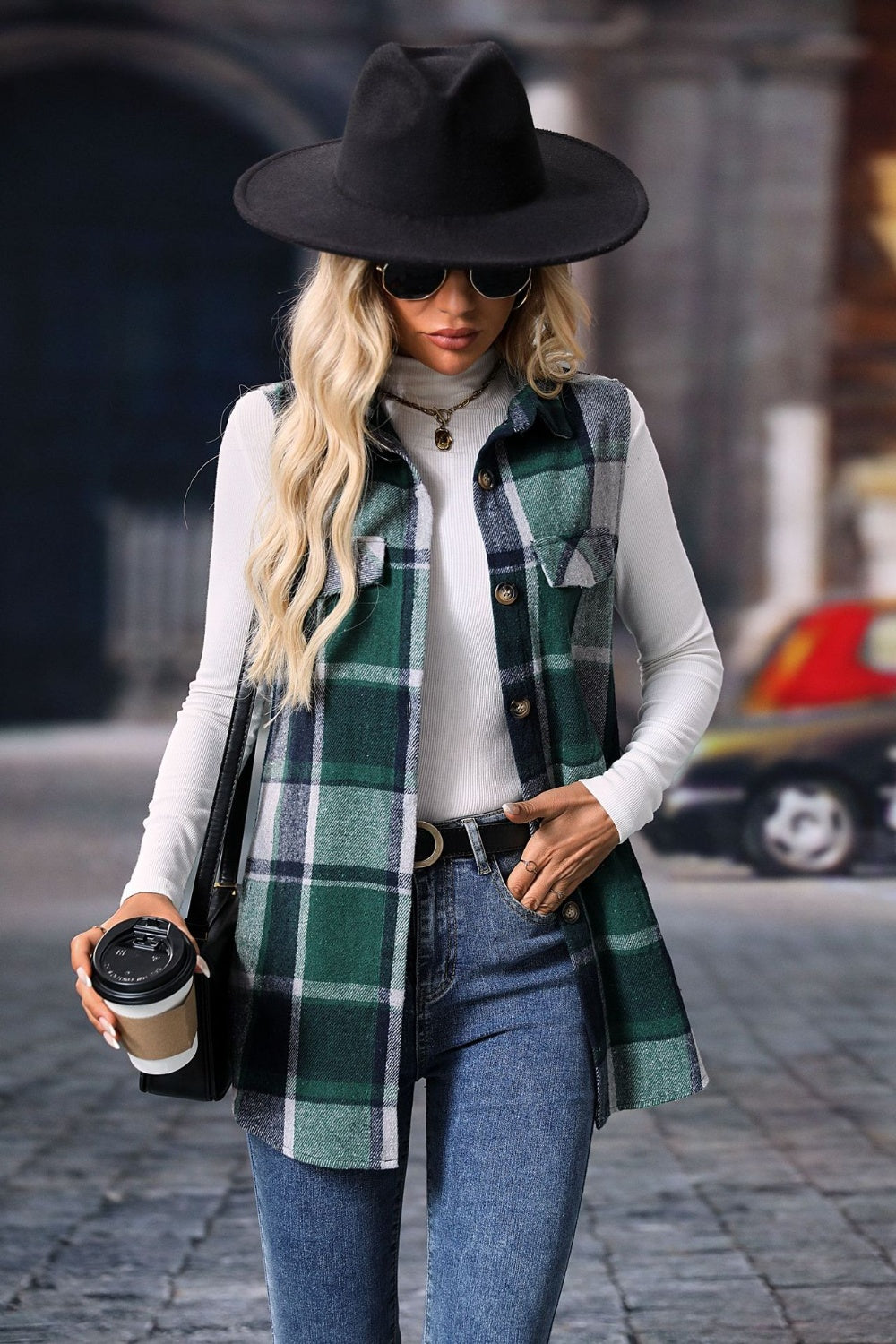 Plaid Perfection Button Up Vest Coat