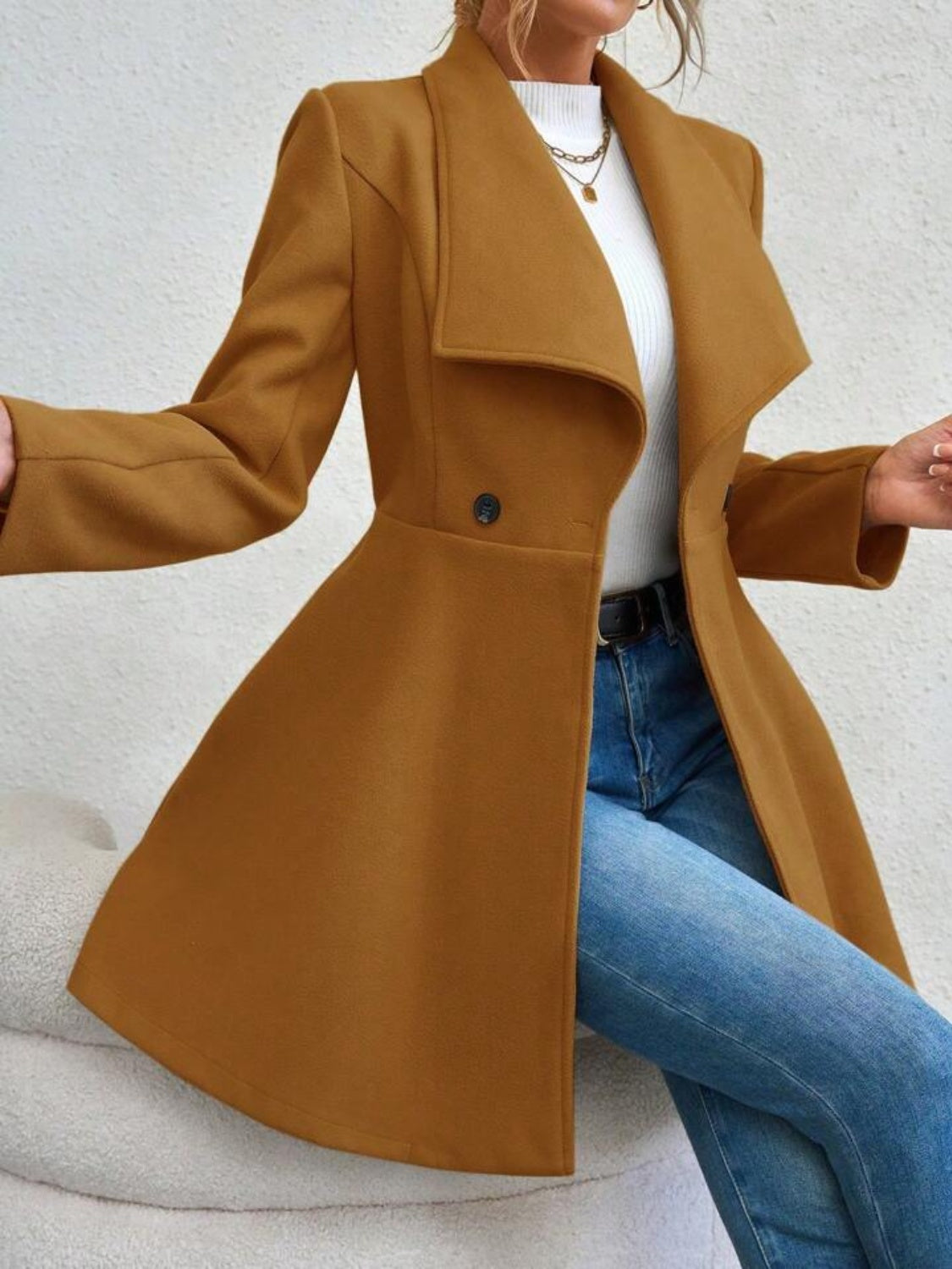 Crimson Elegance Double-Breasted Coat