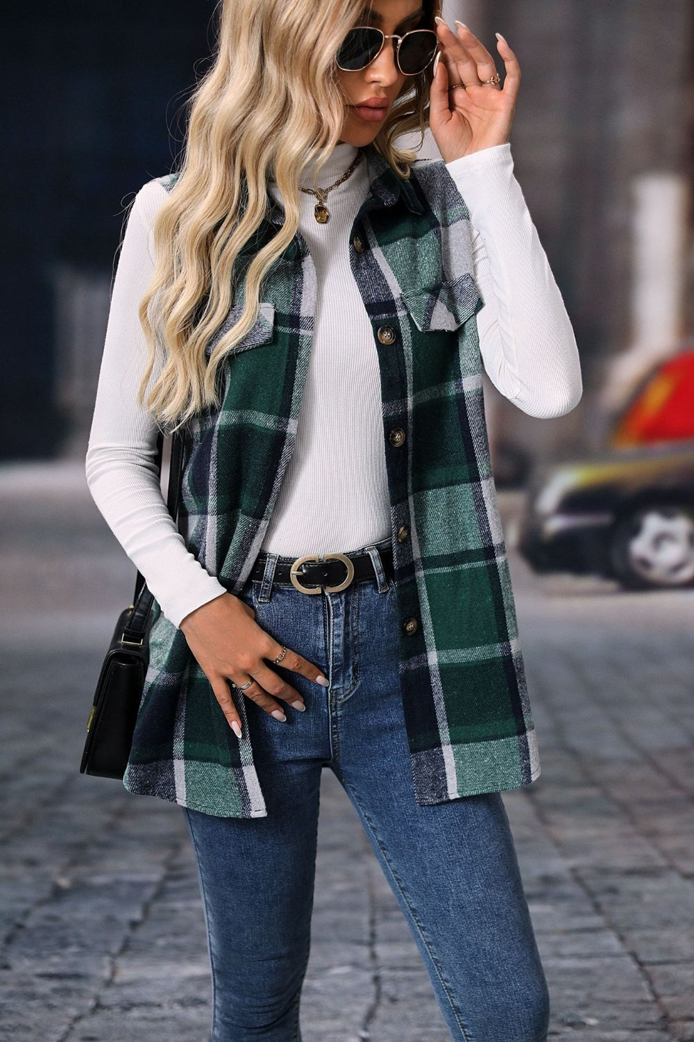 Plaid Perfection Button Up Vest Coat