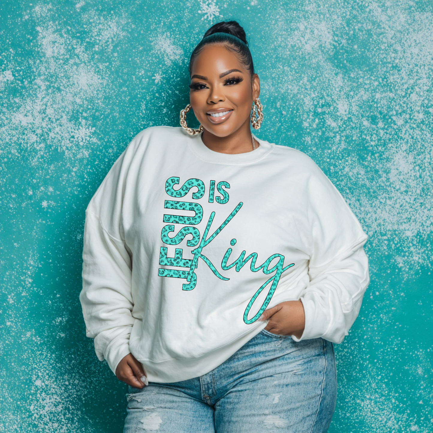 Jesus Is King Royal Faith Crewneck