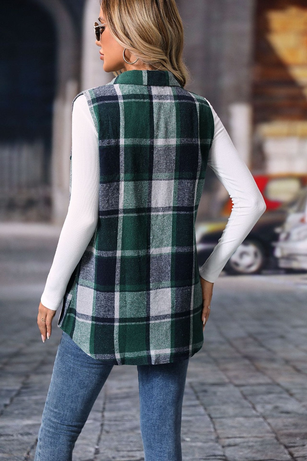 Plaid Perfection Button Up Vest Coat