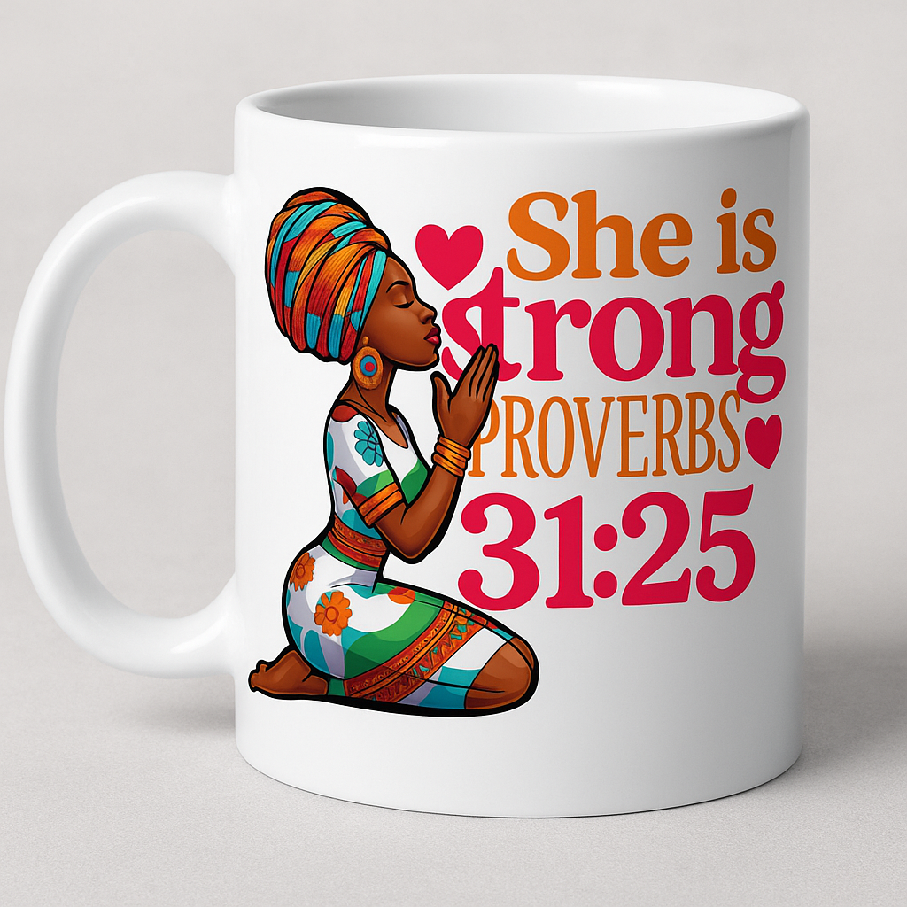 She Is Strong Mug (Proverbs 31:25)