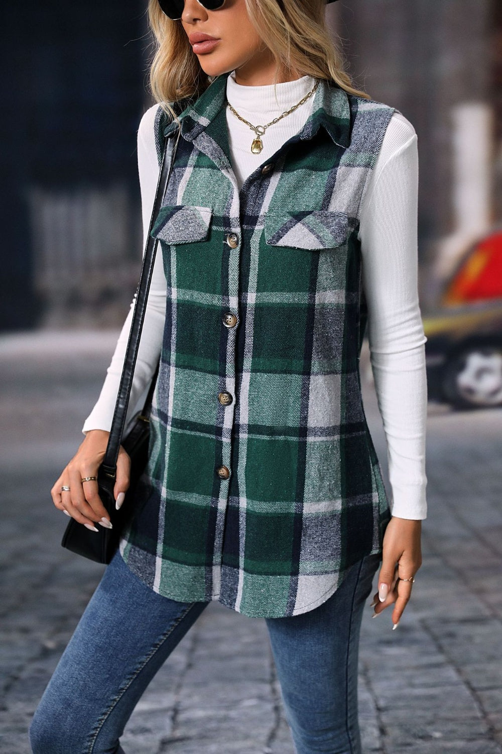 Plaid Perfection Button Up Vest Coat