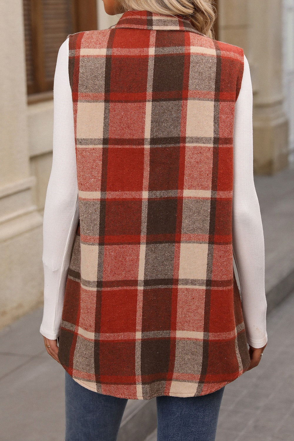 Plaid Perfection Button Up Vest Coat