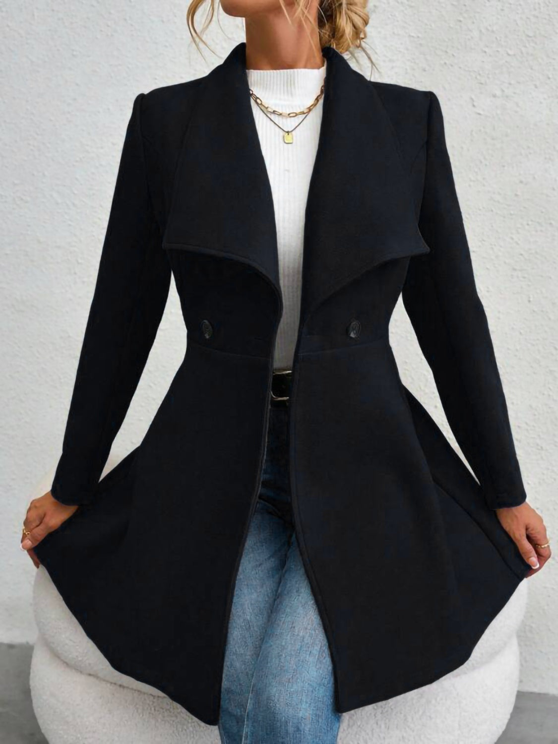 Crimson Elegance Double-Breasted Coat