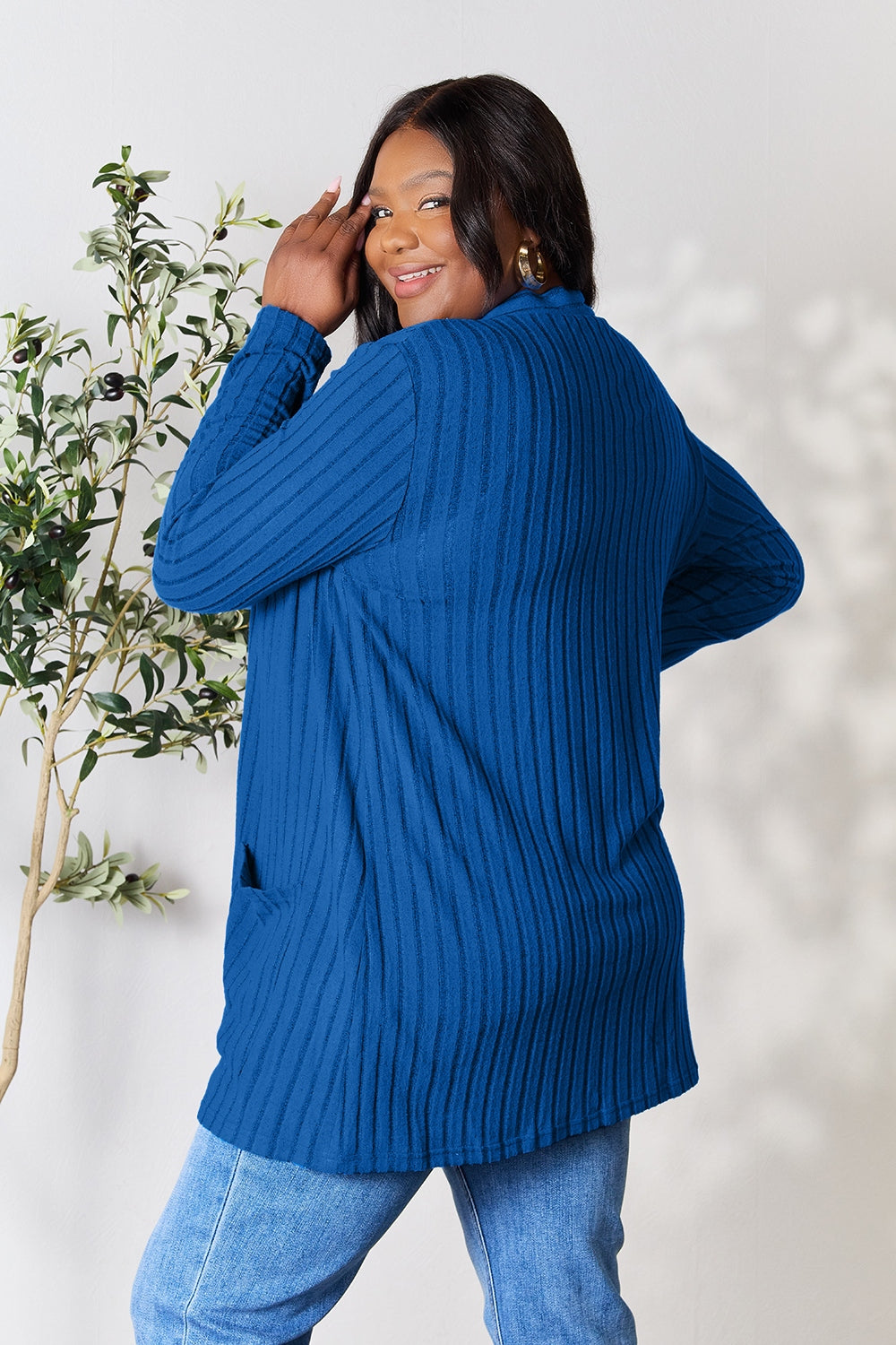 Ocean Breeze Ribbed Cardigan with Pockets