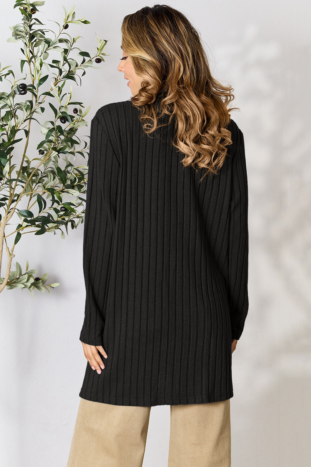 Ocean Breeze Ribbed Cardigan with Pockets