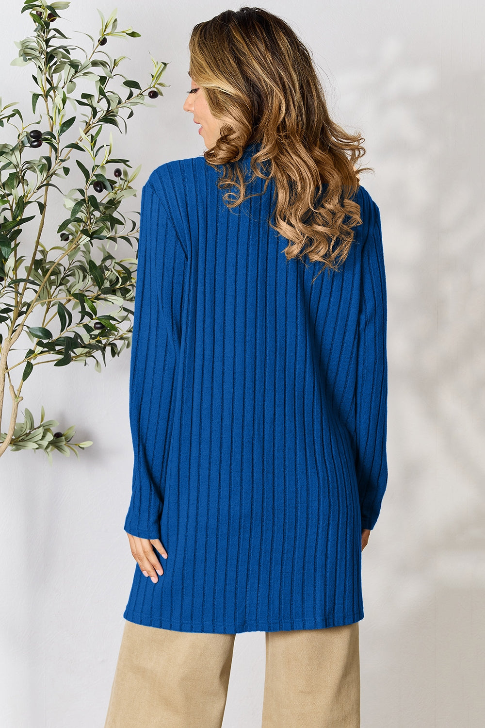 Ocean Breeze Ribbed Cardigan with Pockets