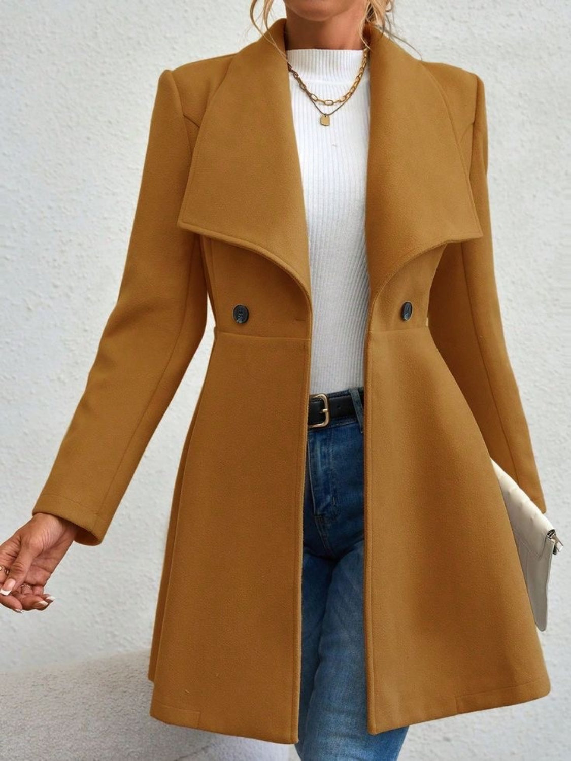 Crimson Elegance Double-Breasted Coat
