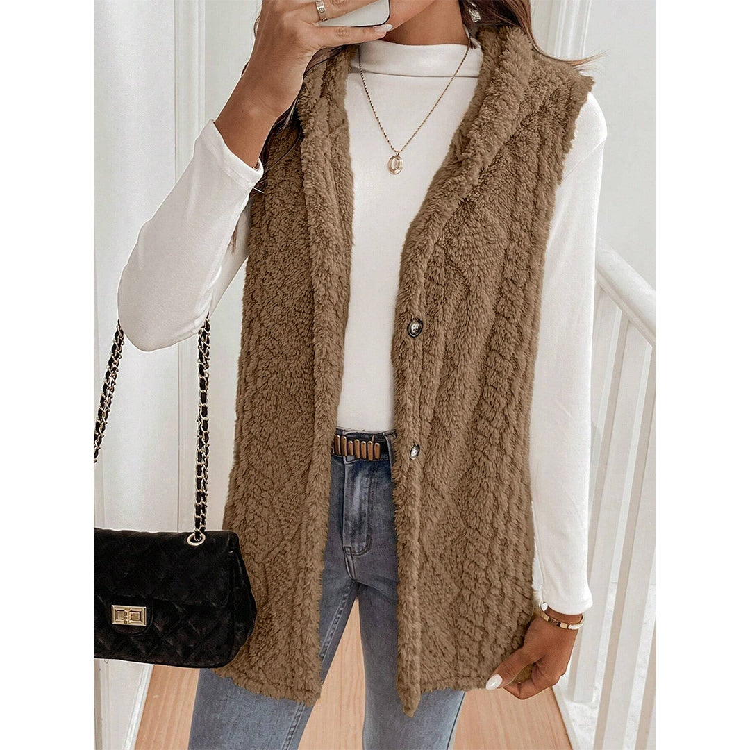 Reversible Fleece Casual Hooded Zip-Up Vest