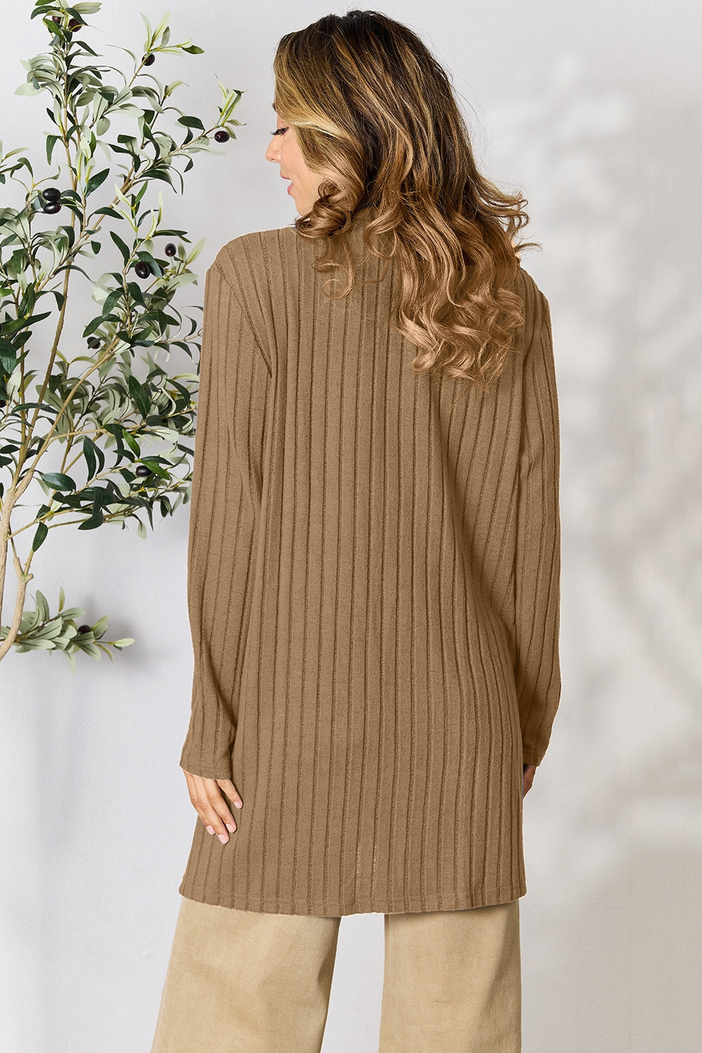 Ocean Breeze Ribbed Cardigan with Pockets