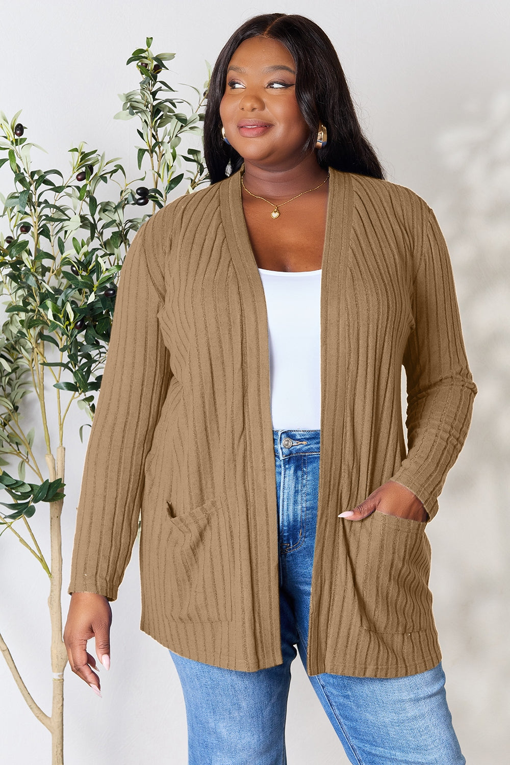 Ocean Breeze Ribbed Cardigan with Pockets