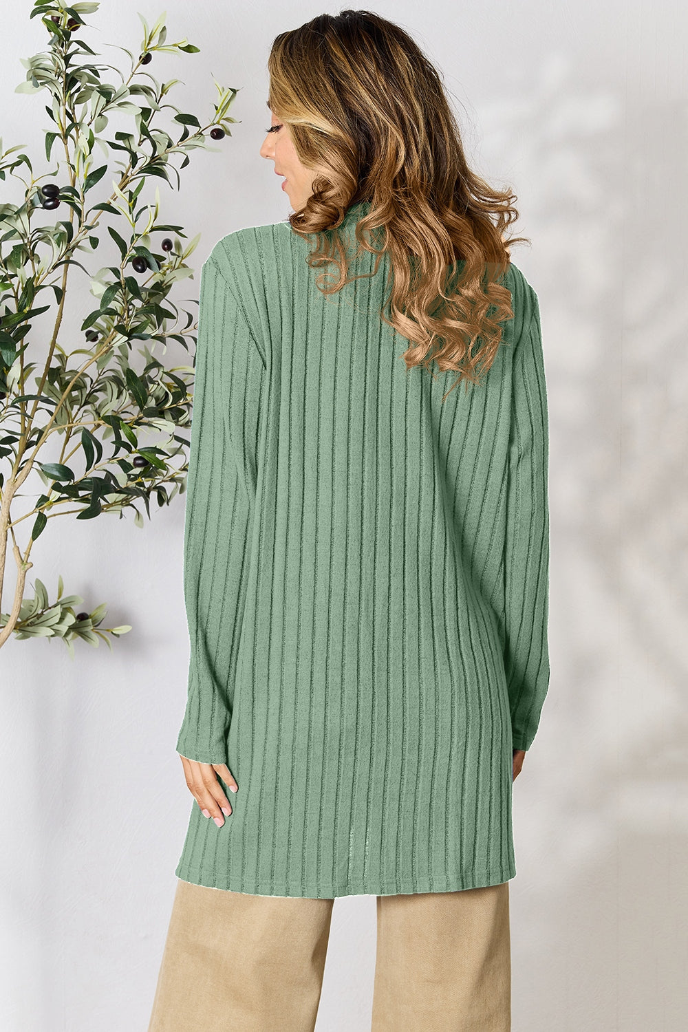 Ocean Breeze Ribbed Cardigan with Pockets