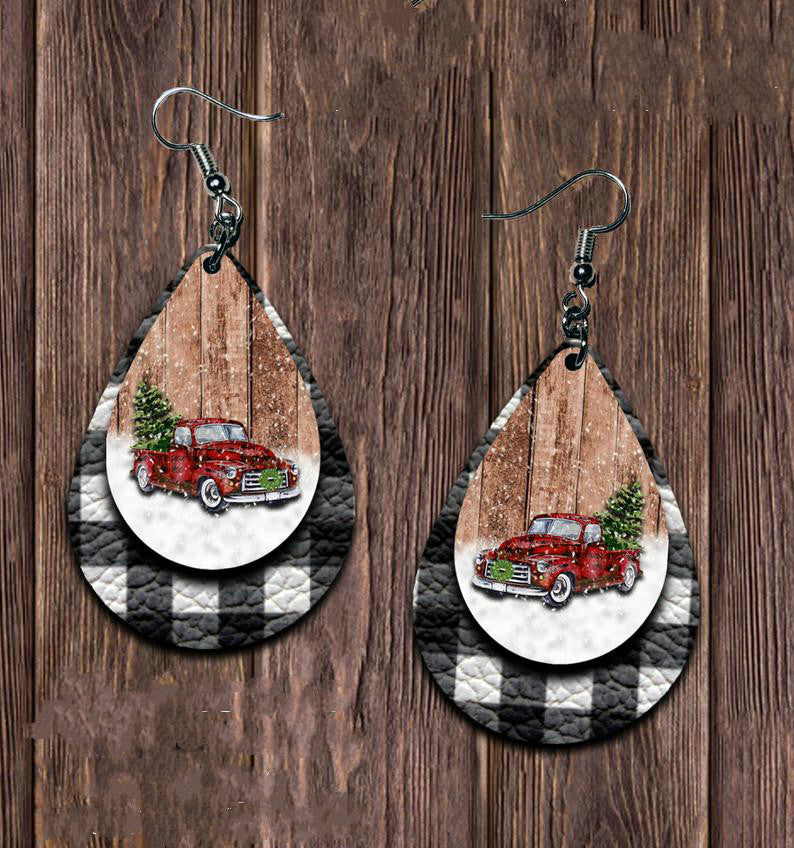 Holiday Plaid Teardrop Earrings