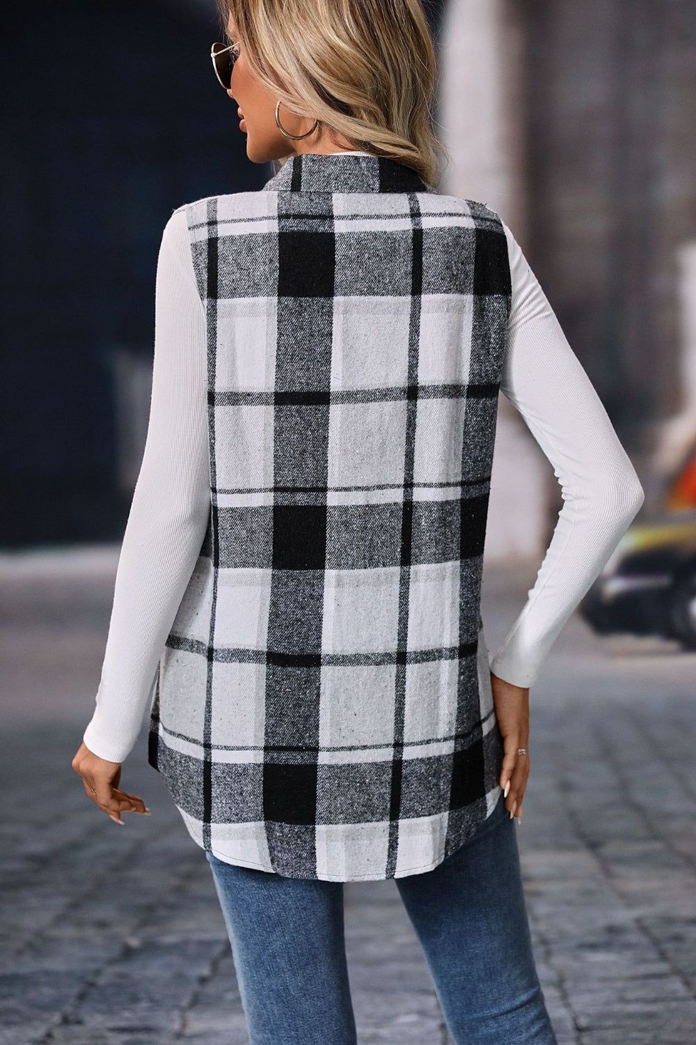 Plaid Perfection Button Up Vest Coat