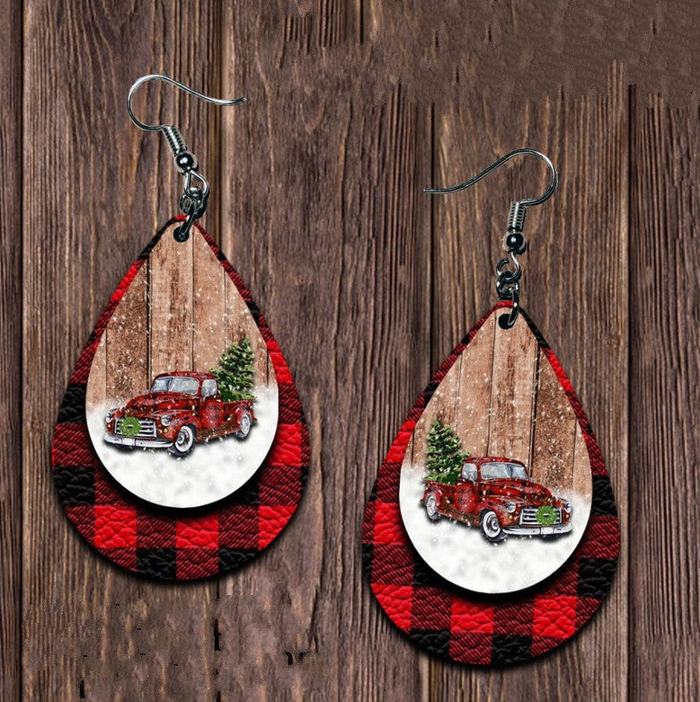 Holiday Plaid Teardrop Earrings