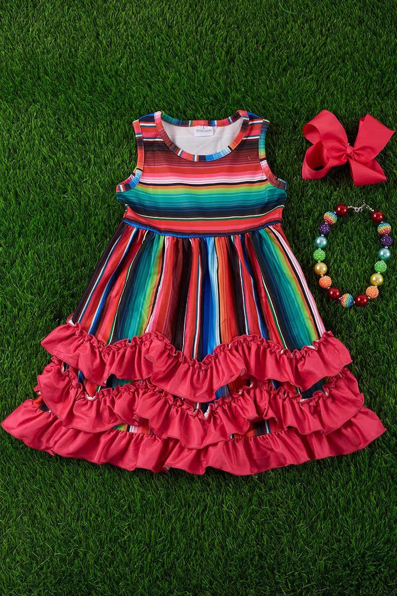 SERAPE PRINTED MAXI DRESS WITH RUFFLE HEM