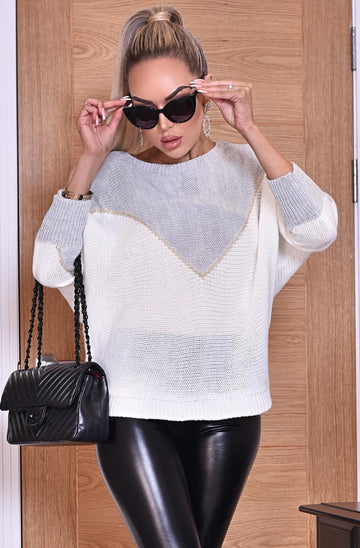 COLOUR BLOCK KNITTED JUMPER TOP