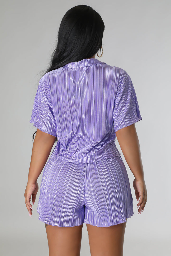 SOLID COLOR CREASE CASUAL TWO-PIECE