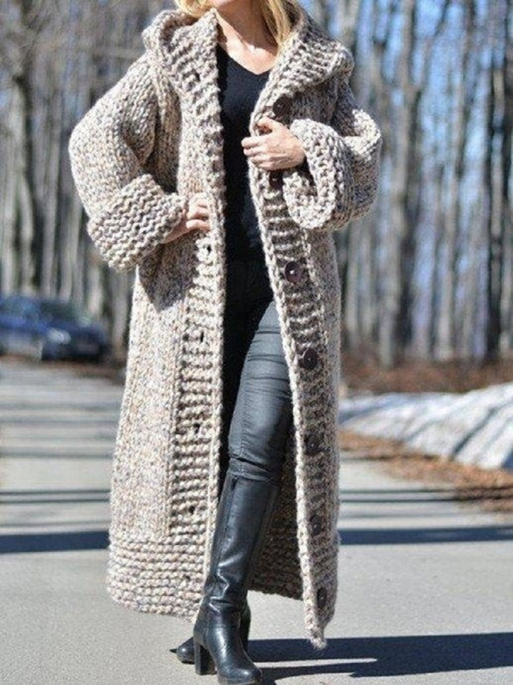 HOODED CARDIGAN LONG SWEATER