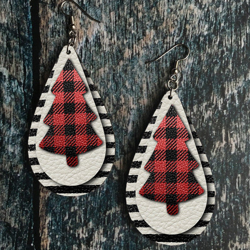 Christmas Plaid Tree Teardrops