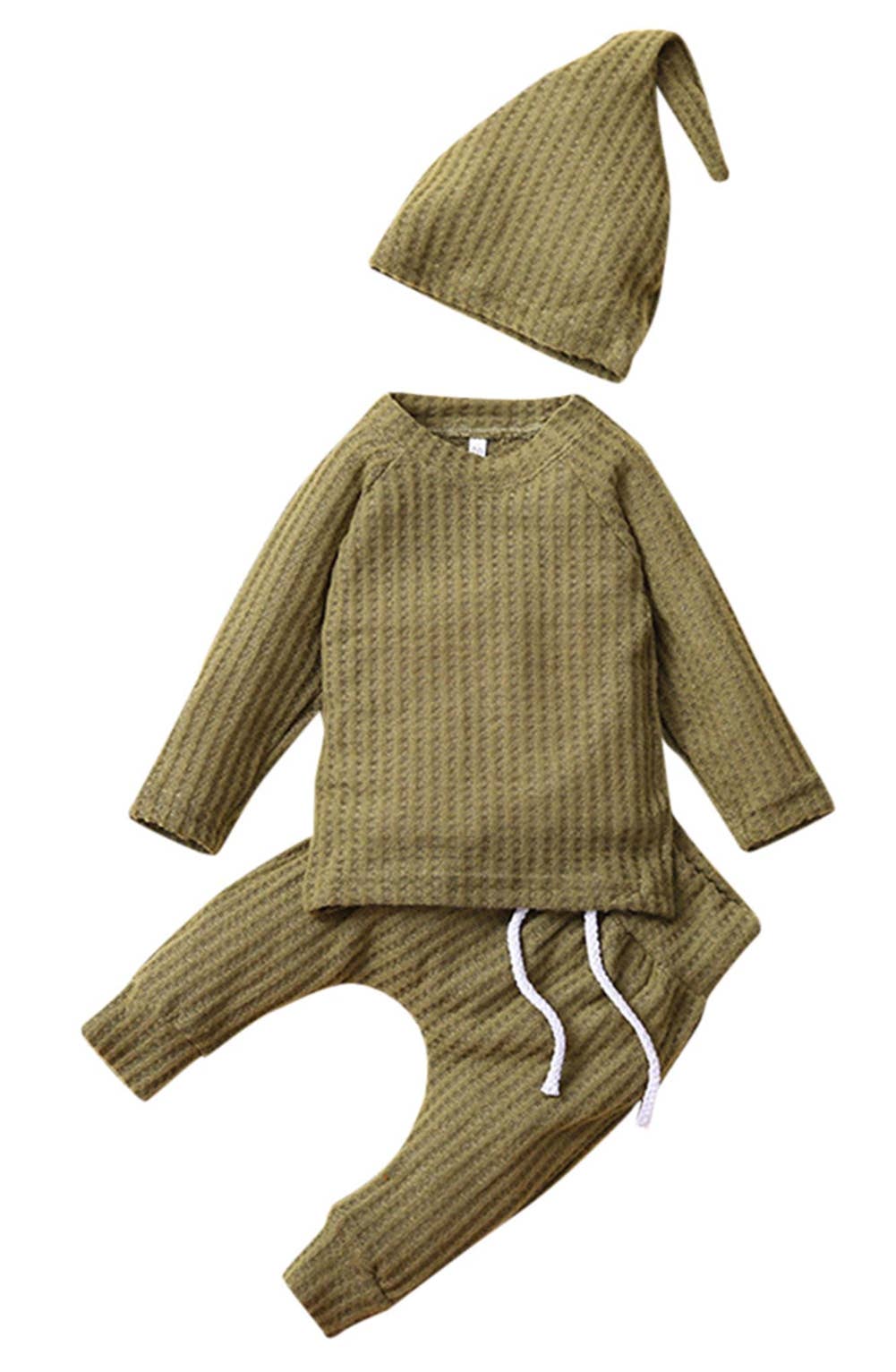 Fennco Styles - Solid Knit Cotton 3pcs Baby Outfit