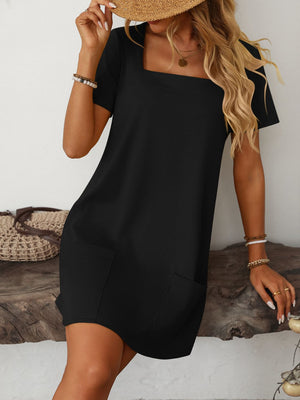 Mandy Square Neck Short Sleeve Mini Dress