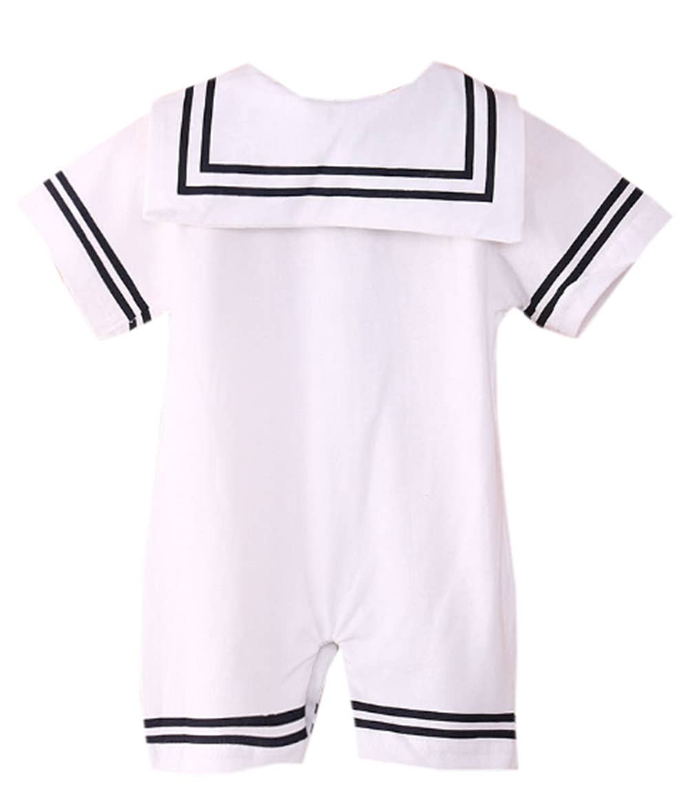 Fennco Styles - White Sailor Anchor Baby Romper