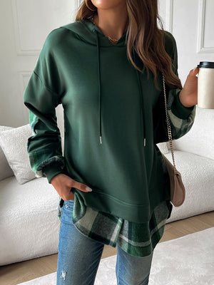 Plaid Charm Layered Hoodie