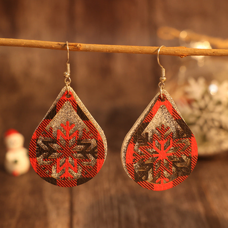 Plaid Snowflake Sparkle Earrings