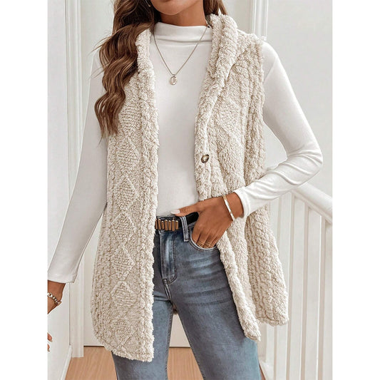 Reversible Fleece Casual Hooded Zip-Up Vest