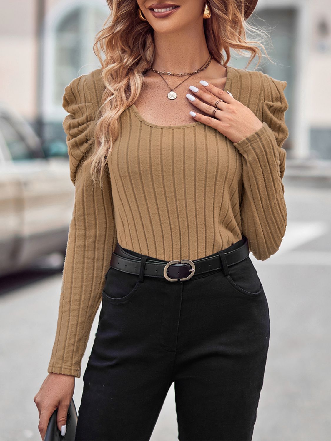 Elegant Essence Ribbed Top