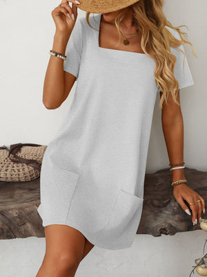 Mandy Square Neck Short Sleeve Mini Dress