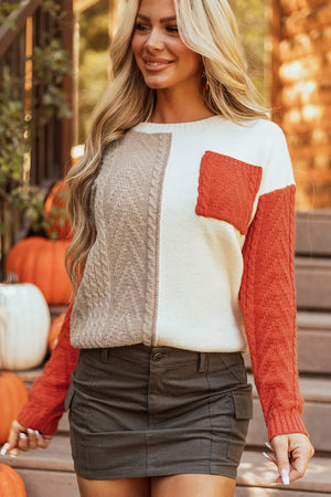 Harvest Hues Cable Knit Sweater