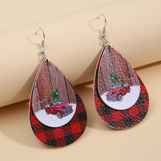 Holiday Plaid Teardrop Earrings